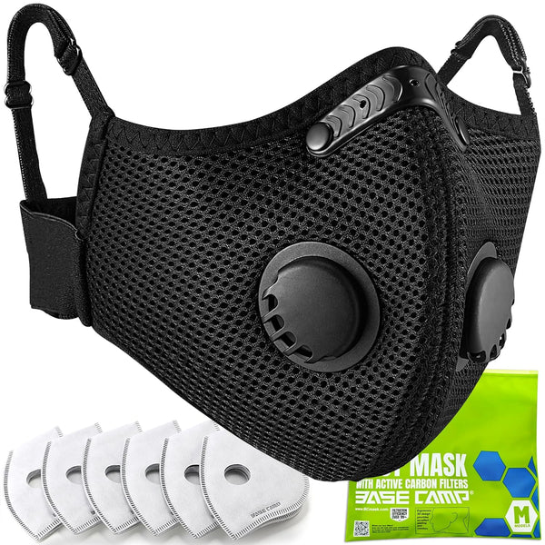 BASE CAMP M Plus Dust Mask, Breathable Reusable Face Mask with 6