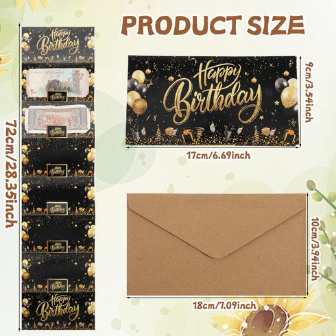 Bruislard Birthday Card Money Holder Birthday Money Envelope for Cash Gifts Surprise Black Gold Birthdays Gift Card