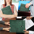 Green A4 PU Leather File Folders - 3PCS Document Organizer with String Tie Closure, Laptop Sleeve Notebook Case