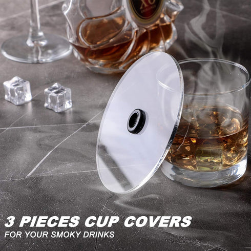 Patelai 3 Pieces Smoking Gun Cup Covers, Infuser Lids for Cocktail Drinks, Smoking Gun Accessories for Wine Cups