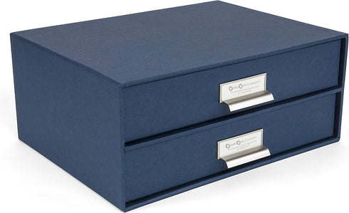 Bigso Birger 2-Drawer Fiberboard Label Frame Document Letter Box | Desktop Drawers for Loose Papers, Documents, and