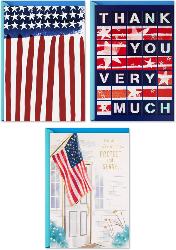 Hallmark Pack of 3 Military Thank You Cards, Veterans Day Cards (Protect