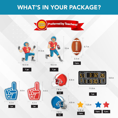 Decorably 80Pcs Football Bulletin Board Decorations Set - Small Football Cutouts for Classroom Decor