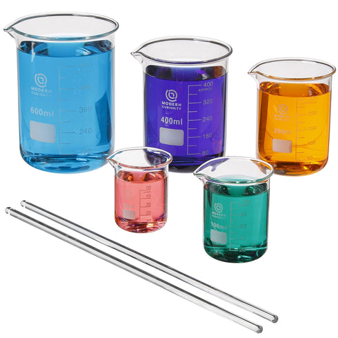 Glass Beakers Set - Borosilicate Glass, Science Chemistry Classroom Supplies for Education, Research Labs (50-600mL,