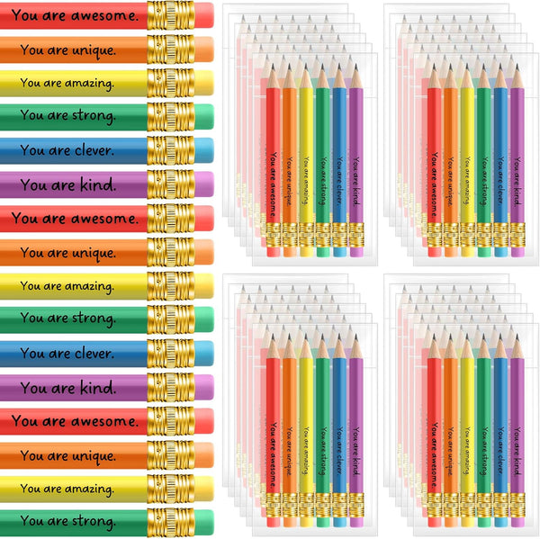 Spakon 48 Pack Operation Christmas Mini Pencils - Bulk Inspirational Golf Pencils with Eraser for School and Party