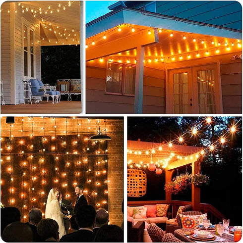 25Ft G40 27 G40 Bulbs, LED Outdoor Christmas Frosted White String Lights with White Pearl Shatterproof Connectable