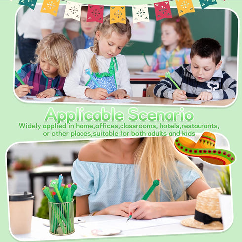 Tinlade 200 Pcs Cactus Shaped Gel Pens - Cute 0.5mm Black Ink Cacti Pens for Office, School Supplies, Prize Student