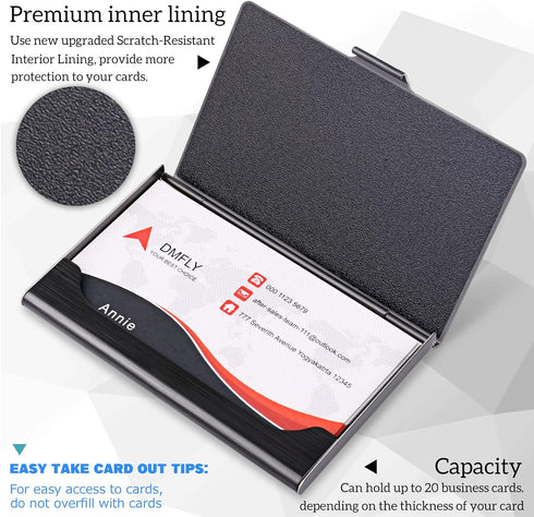 Business Card Holder: Slim Metal Case for Men & Women, Professional Stainless Steel Card Holders with Gift Box Set