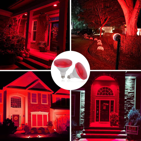 CICINY Par38 Red Flood Light Bulb - 15W (100W Equivalent) - E26 Base Red LED Flood Lights 2 Pack, Party Decoration,