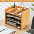 DEAYOU Bamboo Desk File Organizer, 13" Document Letter Tray Sorter with 2 Adjustable Shelves, 4 Tier Mail Organizer