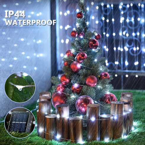 2 Pack 33FT 100 8 JMEXSUSS Solar String Lights Outdoor Waterproof, Each LED Solar Fairy Lights Outdoor, Modes White