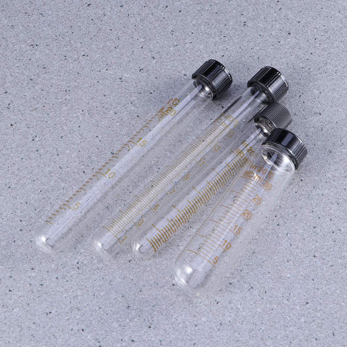 8 Pcs Graduated Glass Test Tubes with Screw Caps - 10ml, 15ml, 20ml, 30ml