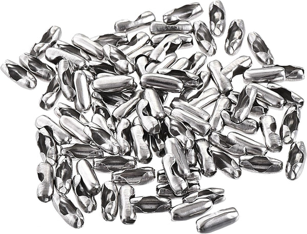 uxcell 100 Pack Ball Chain Connector, 2mm Stainless Steel Clasp Crimp Clips Link Connection