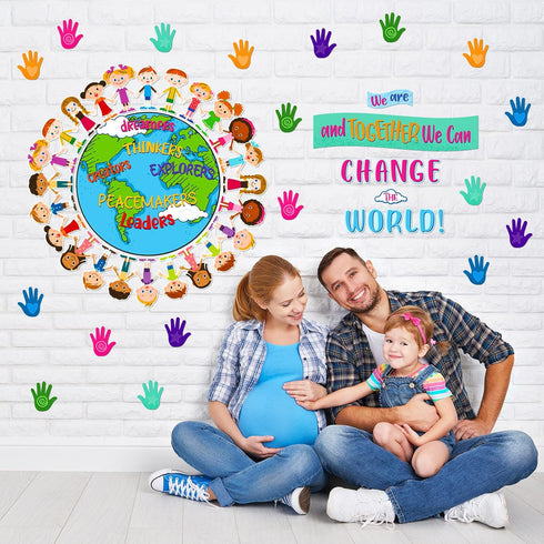 Tinlade 67 Pcs One World Together We Can Change The World Bulletin Board Set for Classroom
