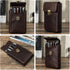 Top Grain Genuine Leather 5 Slot Pen/Pencil Tray Case Organizer, Handmade Vintage Design, Glossy Coffee