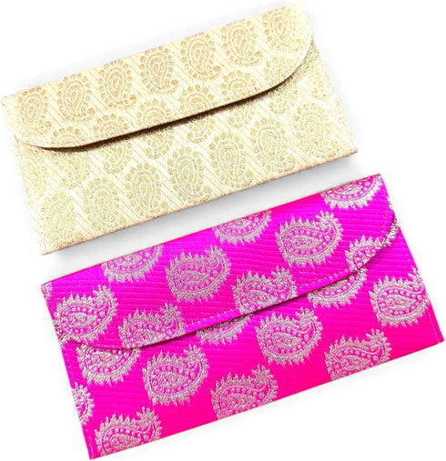 Generic Set 2 of Money Envelopes Bag Indian Handmade Fabric Indian Jaipuri Brocade Money Cash Gift Envelope Wedding