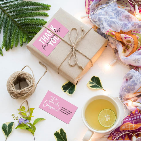 BLSUREFYX 240pcs 2x3.5In Package Thank You Cards for Small Business Pink Customer Appreciation Note Card Your Order