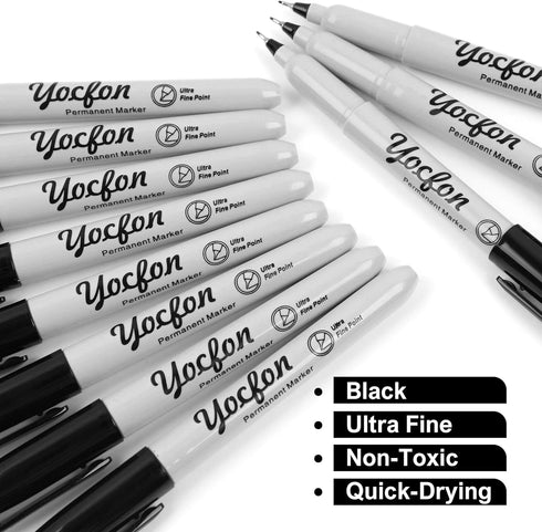 Ultra Fine Point Black Permanent Markers, 24 Pack, Works on Paper, Plastic, Stone, Glass, Metal