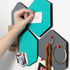 Navaris Hexagon Felt Board Tiles - Set of 12 Notice Memo Bulletin Boards with Push Pins and Double-Sided Tape 5.9" x 6.7" - Dark Gray, Turquoise by Navaris