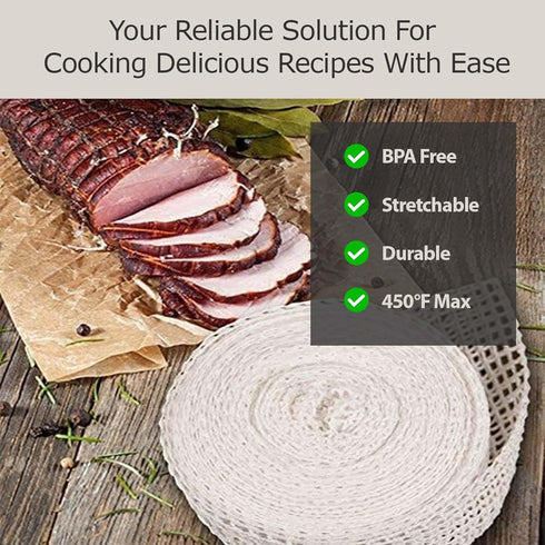 50ft 10, Summer 2.5-3.5" The Sausage Maker Meat Netting Roll Size Elastic Butchers Twine Cooking String Food Net