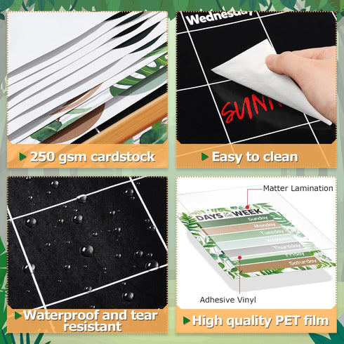Tenare Calendar Bulletin Board Set – Calendar Seasons Weather Chart Display with Stickers for School Bedroom Decoration