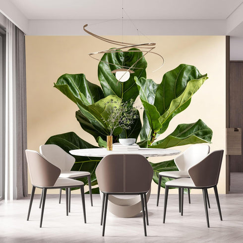 Yzpallescene Custom Size Wall Mural Green Fiddle Leaf Fig Botanical Tropical Plant Minimalist Nordic Style Removable