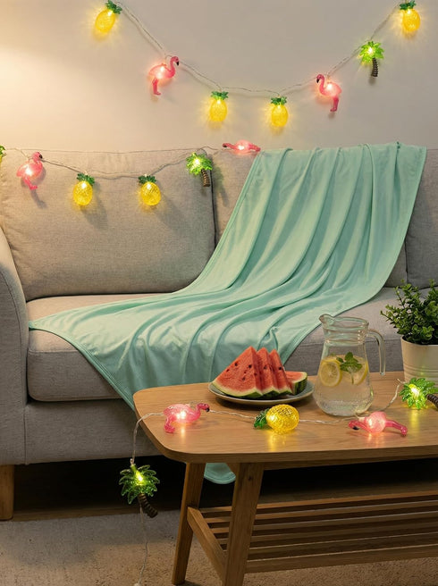8.5Ft Summer 10 Beach Hawaiian String Lights Outdoor with LED Flamingo Pineapple Palm Tree Lights, Plug in Tropical