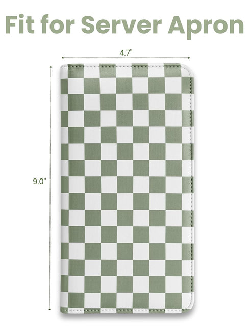 Cute Server Book for Waitress with Zipper & Magnetic Pockets Retro Checkerboard Guest Check Holder Organizer