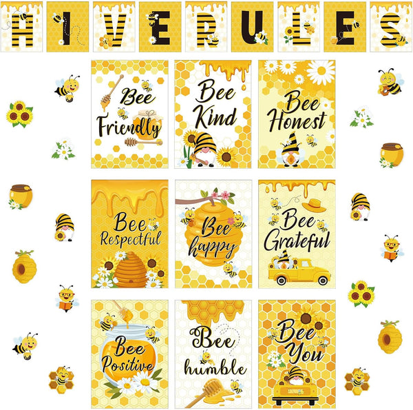 Harloon 54 Pcs Bee Classroom Decorations - Summer Motivational Posters and Inspirational Wall Arts for Teachers