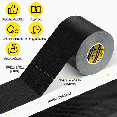 Cloth Duct Window Seal Strip Tape for Winter, 2.75in x 66FT, Weather Stripping Sealing Insulation Tape for Windows and Door, Easy Tear Sealer Draft Blocker Black