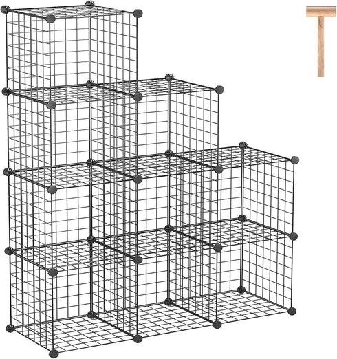C&AHOME 9-Cube Wire Cube Storage Organizer, Metal, Modular Bookshelf, Ideal for Home, Living Room, Office (Black)