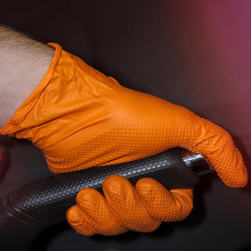 ForPro Heavy Duty Disposable Nitrile Gloves | Orange, 8 Mil, Industrial Grade, Latex-Free, 100-Count