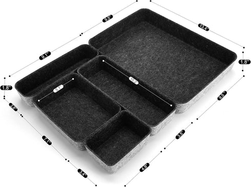 Welaxy Felt Desk Organizer, Paper Letter Trays File Sorter, 5-Pack Desktop Drawer Organizers for Home Office