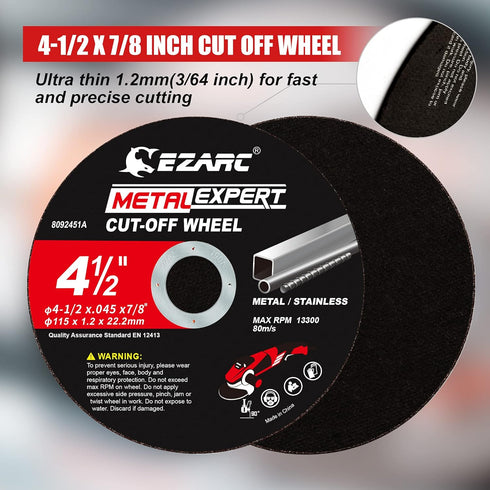 EZARC Cut Off Wheel 25 Pack - 4.5" x .045" x 7/8" Cutting Wheel for Metal & Stainless Steel