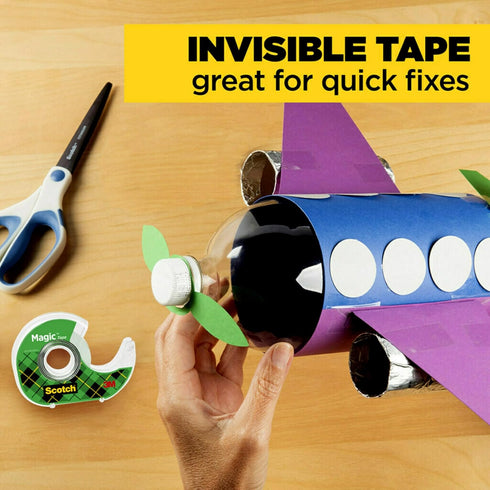 Scotch Magic Tape, 3 Rolls (3/4 in x 300 in), Invisible Matte Finish, Photo-Safe