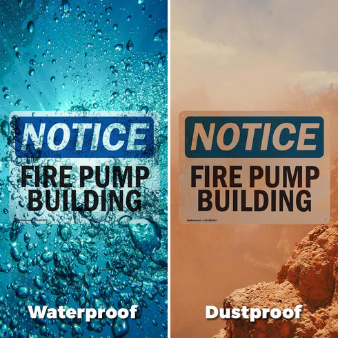 (2 Pack) Fire Pump Building OSHA Notice Sign, 14 Inch X 10 Inch Vinyl Decal, Weather Resistant for Workplace