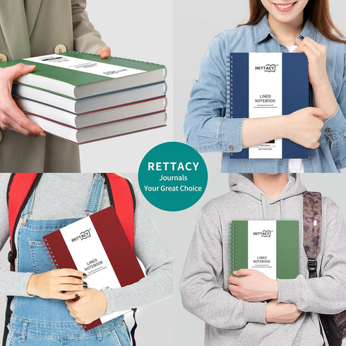 RETTACY B5 Spiral Notebook, 300 Pages, College Ruled, 100 GSM Premium Paper, Dark Green for School and Work