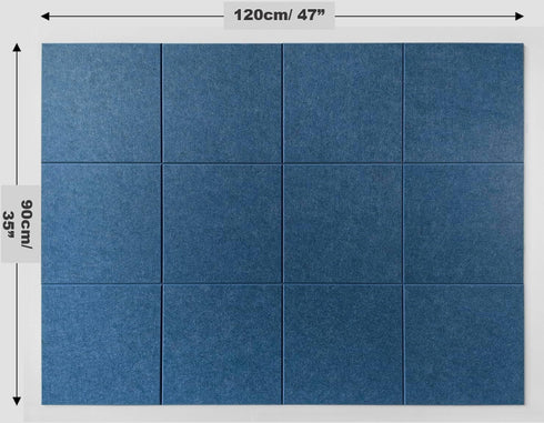 Large Cork Board Alternative - 12 Pack Felt Wall Tiles, 47"x35", Ocean Blue