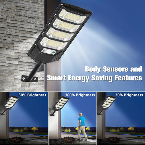 Wahomere 400W 6500K IP67, (400W-1PC) Solar Street Lights Outdoor, Solar Parking Lot Lighting, LED Street Fixture Dusk