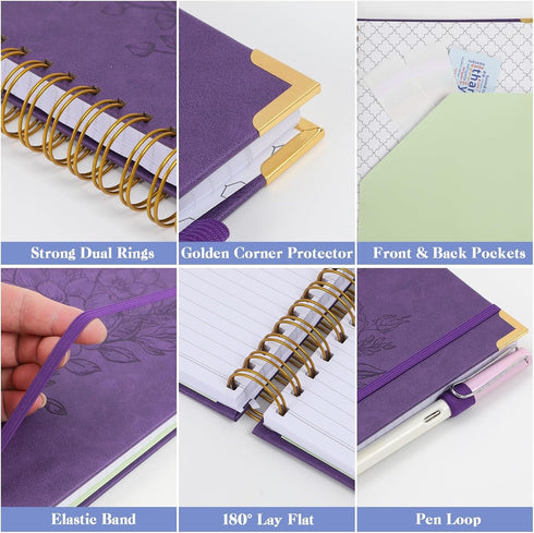 Spiral Notebook, 8.5" x 11", College Ruled, Hardcover Notebook with Numbered Pages, Blue