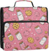 Fisyme 3 Cookies Milk Bottles Pinks Zipper Binder Ring with Zipper and Shoulder Strap Large Capacity Multi-Pocket