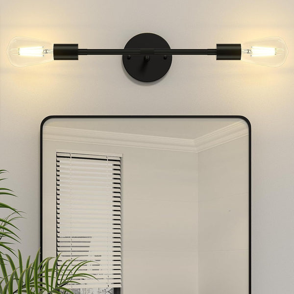 FadimiKoo 2-Light Black Bathroom Lighting Over Mirror, Modern Sconces Wall Light Fixtures,