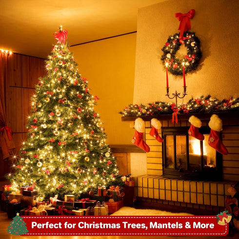 100LED 33FT, 8 FairyGlim Christmas Lights Outdoor Green Wire Connectable Christmas String Lights | Modes Twinkle Fairy
