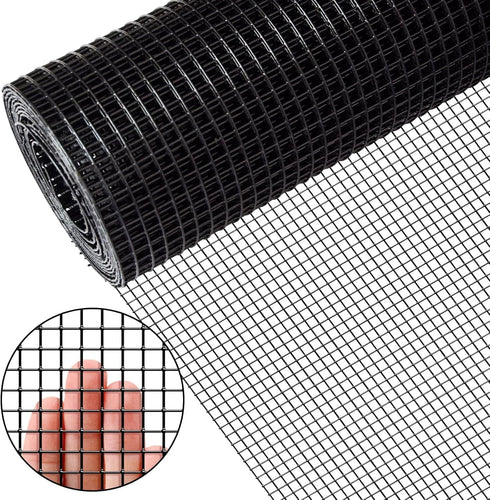 1/4 Inch 21 (24" 50 Hardware Cloth, Gauge Black Vinyl Coated Welded Wire Mesh Roll x FT) Heavy Duty for Chicken Coop