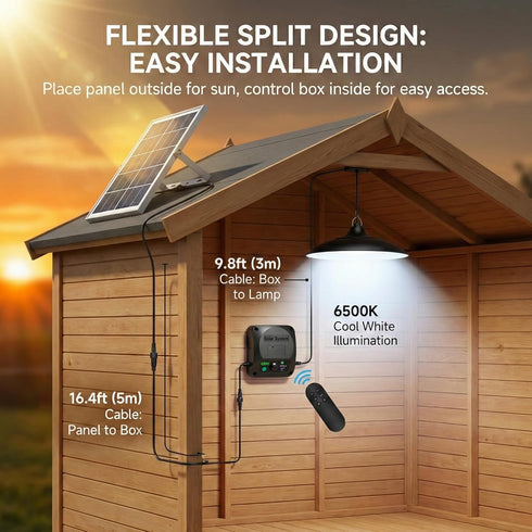 3200LM IP65 4 1 Pack Solar Shed Lights Indoor Outdoor, Motion Sensor Pendant Light Daytime Available with Remote