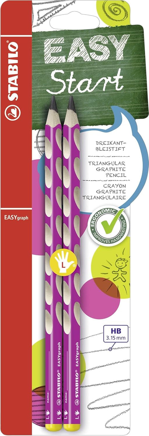 STABILO EASYgraph Handwriting Pencil Left Handed - Pink Pack of 2