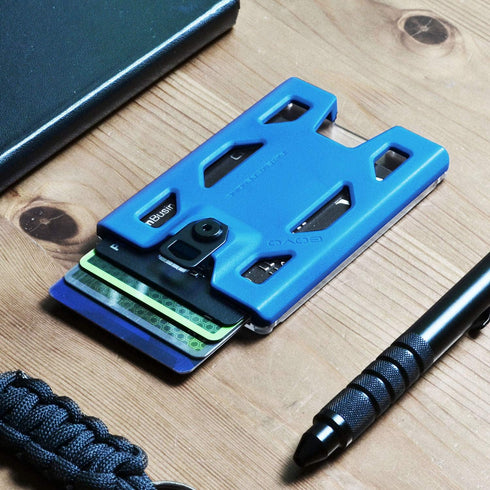 T4 Badge Holder No-Clip Version, Durable Polycarbonate ID Card Holder, Holds 1 to 4 Cards (Blue)