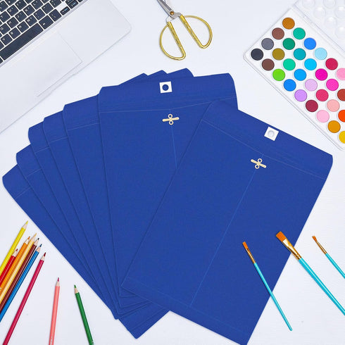 Geyee 100 Pcs Clasp Envelopes, 10 x 13 Inch Navy Blue Gummed Mailing Envelopes for Home Office Business Supplies