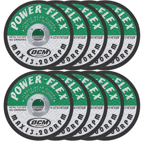 Premium Cut Off Wheels 4 1/2 Inch x 1/16 Inch x 5/8 Inch - 10 Pack for Cutting All Ferrous Metals and Stainless Steel