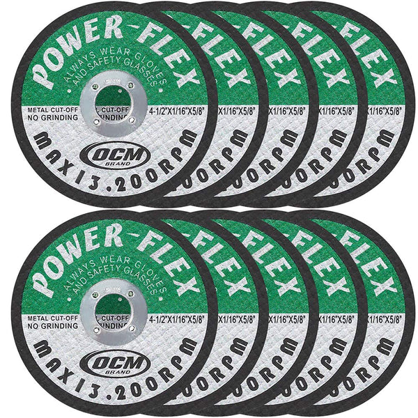 Premium Cut Off Wheels 4 1/2 Inch x 1/16 Inch x 5/8 Inch - 10 Pack for Cutting All Ferrous Metals and Stainless Steel